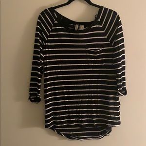 H&M Striped 3/4 Sleeve Top